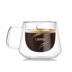 Double Wall Mug Office Mugs Heat Insulation Double Coffee Mug Coffee Glass Cup, Labeled, No label