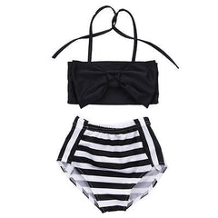 Cute Baby Girl Bikini Striped Triangle Bow Bathing Suit Proud Princess Beachwear, 110, 70, 80