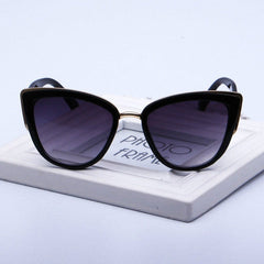 Fashion Cat Eye Vintage Gradient Glasses UV400 Sunglasses for Ladies, Black, Brown