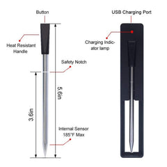 BBQ Kitchen Wireless Bluetooth Smart Food Oven Thermometer, Food Temperature Range: 0-100 degree