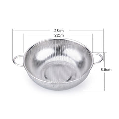 Stainless Steel Round Wash Basket Binaural Wash Rice Basket Drain Basin, 22cm, 25cm, 28cm, 31cm
