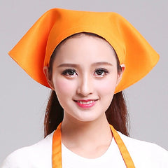 Waiter Men and Women Kitchen Work Turban Hat Triangle Scarf Chef Hat, Adjustable