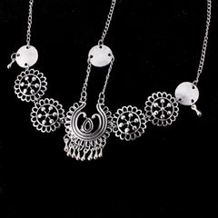 Silver Vintage Tassel Hair Jewelry Metal Coin Headband Long Punk Head Chain Piece Forehead Headpiece