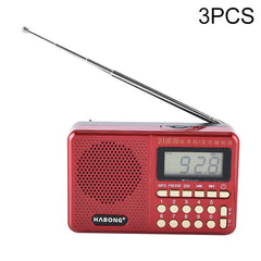3 PCS HABONG KK-170 Portable 21 Bands FM/AM/SW Radio Rechargeable Radio Receiver Speaker, Support USB / TF Card / MP3 Music Player