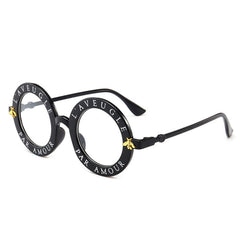 Women Vintage Round Frame Gradient Shades Sun Glasses, Transparent, Black Gray, Orange, Silver, Yellow, Pink, Black and Pink