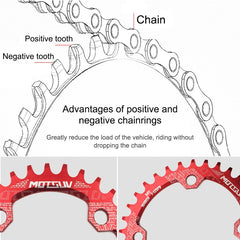 MOTSUV Round Narrow Wide Chainring MTB Bicycle 104BCD Tooth Plate Parts, Disk 32T, Disk 34T, Disk 36T, Disk 38T, Elliptic plate 32T