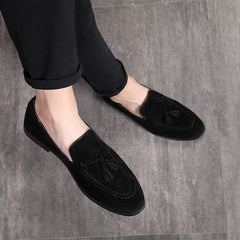 Men Leather Shoes Suede Tassels Slip-on Peas Shoes, 43, 37, 38, 39, 40, 41, 42, 44, 45, 46, 47, 48