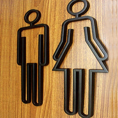 2 PCS Acrylic Toilet Symbol Adhesive Backed Bathroom Toilet Door Sign for Hotel, Toilet Sign(Black), Toilet Sign(Silver), Toilet Sign(Gold)