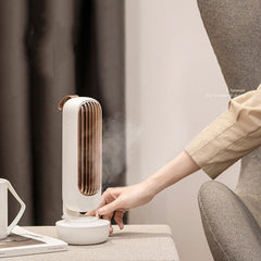 Retro Humidification Tower Fan USB Leafless Fan Water Cooling Spray Humidification Desktop Fan Cooler