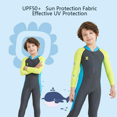 DIVE&SAIL Children Diving Suit Outdoor Long-sleeved One-piece Swimsuit Sunscreen Swimwear, S, M, L, XL, XXL
