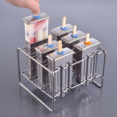 Stainless Steel DIY Ice Cream Mold Household Popsicle Ice Cream Mold, 6 Flat Head Double Grooves, 6 Round Head Double Grooves, 3 Flat 3 Round Head Double Grooves, 6 Watermelon Cups Double Slot