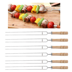Stainless Steel Barbecue Skewers Barbecue Fork U-shaped Barbecue Fork, Spec: 6pcs + 2 Sweeps, 6 PCS, 4 PCS