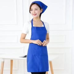2PCS Kitchen Chef Aprons Cooking Baking Apron With Pockets, Black, Red, Rose Red, Green, Blue, Purple, Yellow, Coffe, Orange