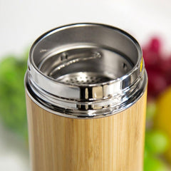 Creative Bamboo Thermos Bottle Stainless Steel Vacuum Flask, 450ml Stainless Steel