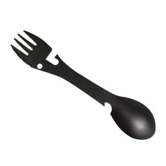 2 PCS 5 in 1 Multi-functional Outdoor Tools Stainless Steel Camping Survival EDC Kit Practical Fork Knife Spoon Bottle/Can Opener
