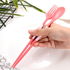 3pcs / Set Mini Outdoor Portable Travel Sets Candy Color Folding Dinner Set Student Kids Kitchen Tool