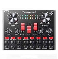 V8S Sound Card Mobile Phone Computer Anchor Live K Song Recording Microphone, English Version, V8S + Golden Net BM700 Set, V8S + Black Bet BM700 Set