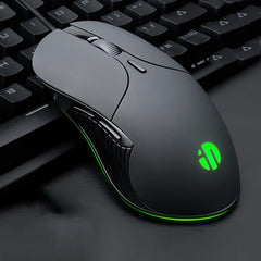 Inphic PB1 Business Office Mute Macro Definition Gaming Wired Mouse, Cable Length: 1.5m, Classic Back Breathing Light, Matte White Breathing Light