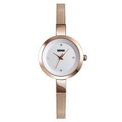 SKMEI 1390 Ladies Business Casual Watch Steel Band Lightweight Quartz Watch, Rose Gold, Golden, Silver