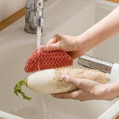 2 PCS Multifunctional Silicone Cleaning Brush Non-Oily Kitchen Cleaning Scouring Pad, Honey Bud Red, Bamboo Green, Pine Gray