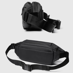 WEIXIER 8641 Men Running Waterproof Waist Bag Multifunctional Chest Bag Sports Leisure One-Shoulder Bag, Black, Dark Gray