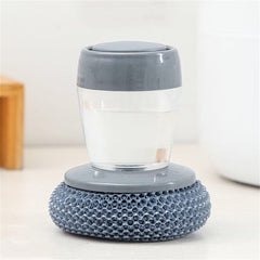 Multifunctional Push-Type Cleaning Brush Kitchen Detergent Automatic Liquid Addition Dishwashing Brush, Steel Ball Pot Brush, PET Pot Brush