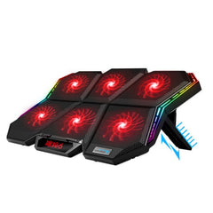 COOLCOLD RGB Notebook Radiator Six Fan Adjustable Laptop Cooling Base, 5V Speed Colorful Version, 5V Touch 12 Symphony Version