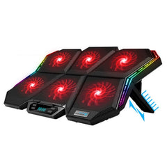 COOLCOLD RGB Notebook Radiator Six Fan Adjustable Laptop Cooling Base, 5V Speed Colorful Version, 5V Touch 12 Symphony Version