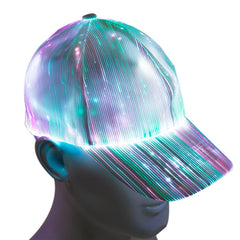 LED Fiber Optic Luminous Hat Couple Luminous Hat Outdoor Luminous Cap Performance Hat, White Colorful Light, Black Colorful Light