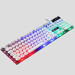 LIMEIDE GTX300 104 Keys Retro Round Key Cap USB Wired Mouse Keyboard, Cable Length: 1.4m, Punk Single Keyboard White, Punk Single Keyboard Black, Punk Set White, Punk Set Black