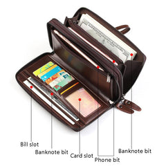 WEIXIER W88 Handbags Men Pu Hand Tested Handbags Multi-Function Wallet, Black, Brown