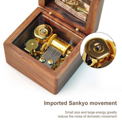 Frame Style Music Box Wooden Music Box Novelty Valentine Day Gift,Style:, Walnut Gold-Plated Movement, Maple Gold-Plated Movement, Rosewood Gold-Plated Movement, Maple Red-Bronze Movement, Walnut Red-Bronze Movement, Rosewood Red-Bronze Movement