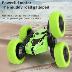 2.4G Remote Control Drift Roll Double-sided Stunt Car With Lights, Red, Blue