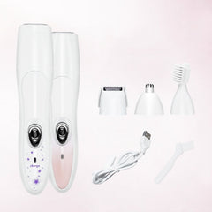 Electric 4 In 1 Epilator Ladies Household Multi-Function Water Washing Shaver, Pink, Purple Flower