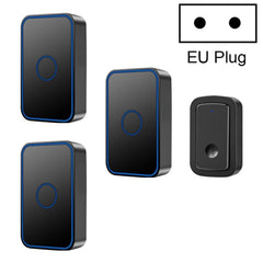 CACAZI A19 One Button Three Receivers Wireless Music Doorbell without Battery, 1 For 3 US, 1 For 3 EU, 1 For 3 UK