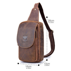 BUFF CAPTAIN 133 Men Leather Retro Shoulder Bag Diagonal Leather Bag, 133