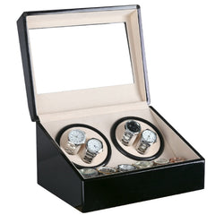 Watch Shaker 4+6 Digits Mechanical Watch Automatic Winding Watch Box Watch Shaker ,US Plug, Red Sandalwood, Black