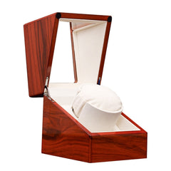 1+0 Automatic Strings Watch Box Varnished Rosewood Grain Watch Shaker, US Plug, Single, Rosewood Grain
