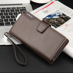 Baellerry Casual Wallet Long Clutch Tri-fold Wallet Multifunctional Phone Bag For Men, Brown, Black