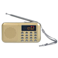 L-218AM MP3 Radio Speaker Player Support TF Card USB with LED Flashlight Function, Gold, Black, Blue, White, Red