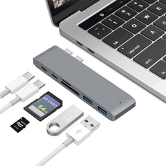 USB-C To HDMI Splitter Docking Station Card Reader, Specification:, 5 in 1 Gray, 5 in 1 Silver, 6 in 1 Gray, 6 in 1 Silver