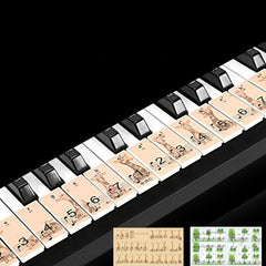 M52 88/76/61/54/49 Keys Piano Keyboard Stickers, Tree, Giraffe
