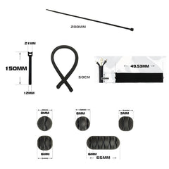 Desktop Data Cable Organizer Storage Winder Combination Set, 119 In 1, Zipper:126 In 1, Network Pipe:126 In 1