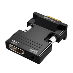 HDMI Female To VGA Male With Audio Adapter Computer Monitor TV Projector Converter, White, Gold, Black