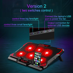 CoolCold 17inch Gaming Laptop Cooler Six Fan Two USB Port 2600RPM Laptop Cooling Pad