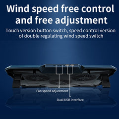 CoolCold 17inch Gaming Laptop Cooler Six Fan Two USB Port 2600RPM Laptop Cooling Pad