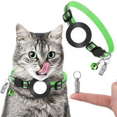 Pet Anti Lost Address Pendant Collar with Bell for AirTag 2nd Gen / AirTag 1st Gen, Green, Purple, Black, Pink, Orange, Blue