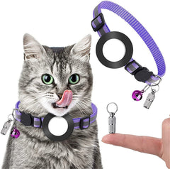 Pet Anti Lost Address Pendant Collar with Bell for AirTag 2nd Gen / AirTag 1st Gen, Green, Purple, Black, Pink, Orange, Blue