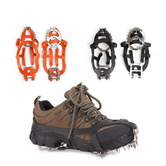1 Pair 18 Large Spikes Crampons Outdoor Winter Walk Ice Fishing Snow Shoe Spikes,Size:, L Black, L Orange