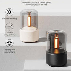 120ML Simulated Candlelight Aroma Diffuser USB Home Atmosphere Night Light Humidifier, DQ702 (Black), DQ702 (Beige)